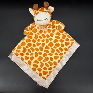 Pro Goleem Giraffe Baby Security Blanket Lovie Satin Trim Orange Spotted 16x16in